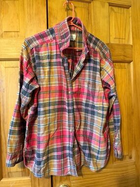 American Eagle Plaid Boyfriend Flannel in Rust, Pink & Brown
